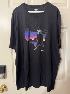 Wrangler Black Short-Sleeve Tee with Eagle Sunset Graphic